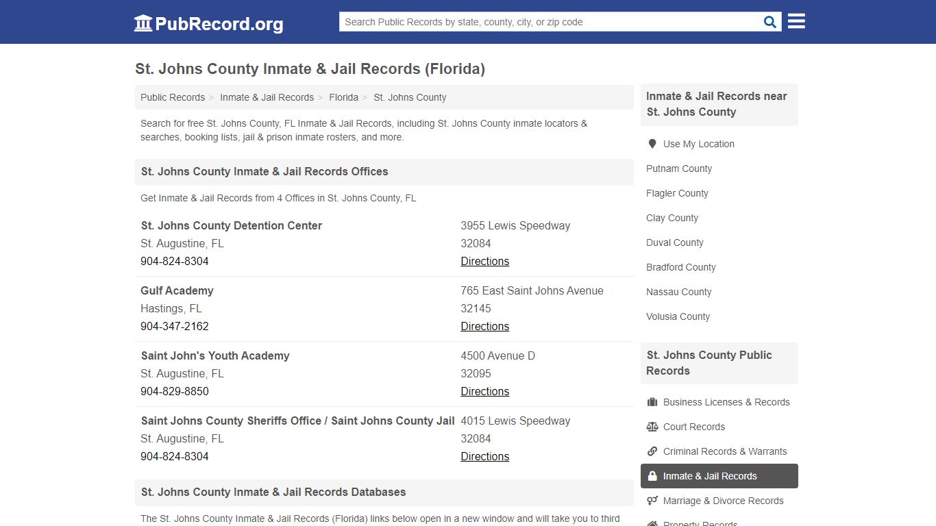 Free St. Johns County Inmate & Jail Records (Florida ...